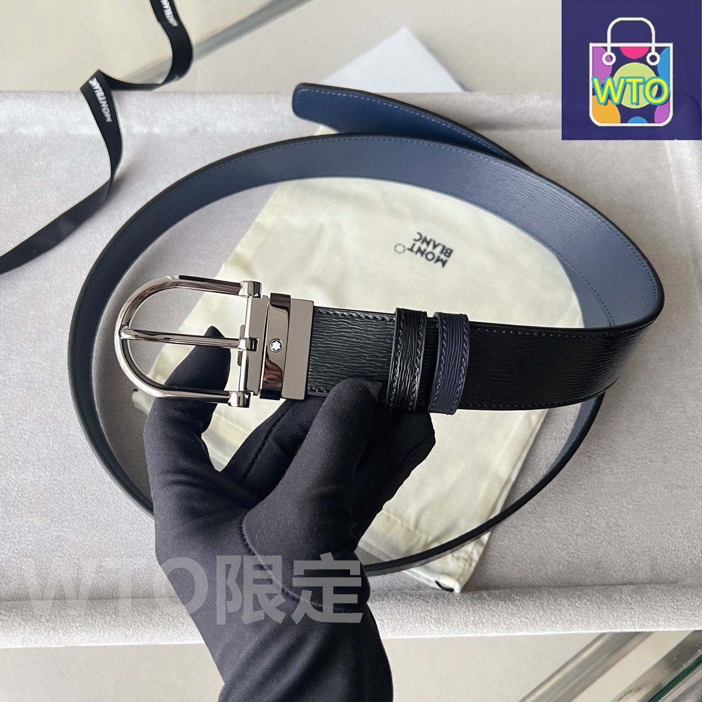 今日特価】Montblanc レクタンギュラーブラックベルト - メルカリ