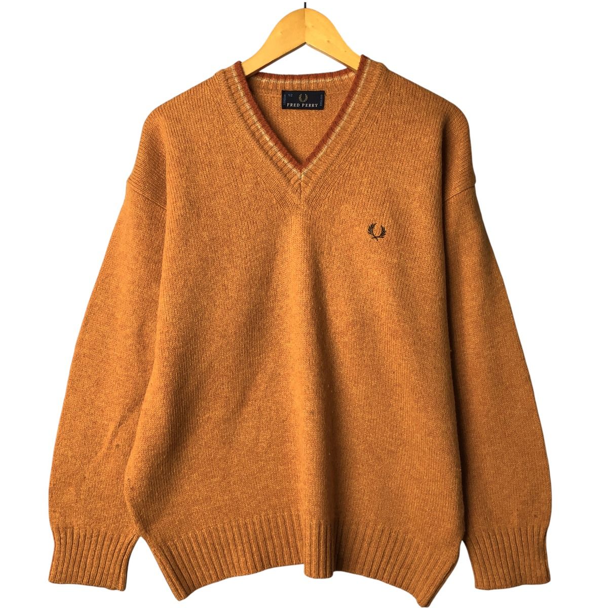 古着 フレッドペリー FRED PERRY Vネック ウールニットセーター メンズ