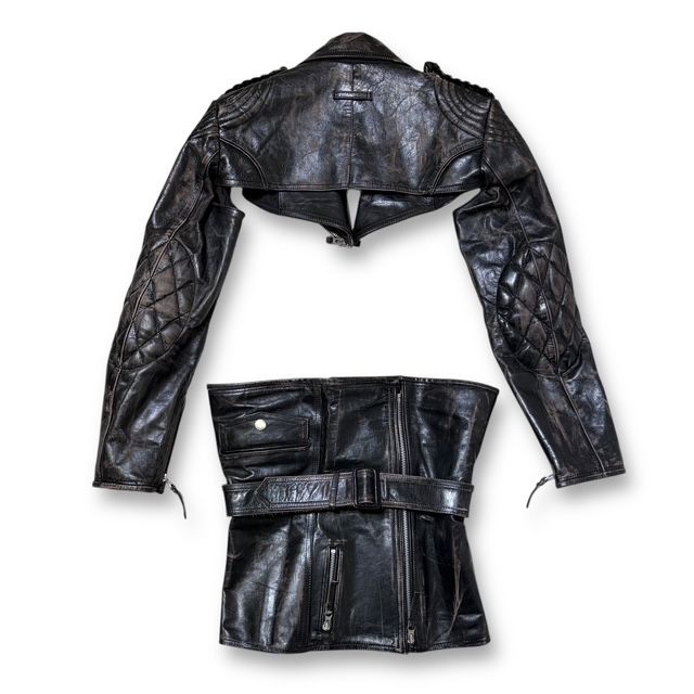 01ss JEAN PAUL GAULTIER FEMME ダメージ加工コルセットライダース