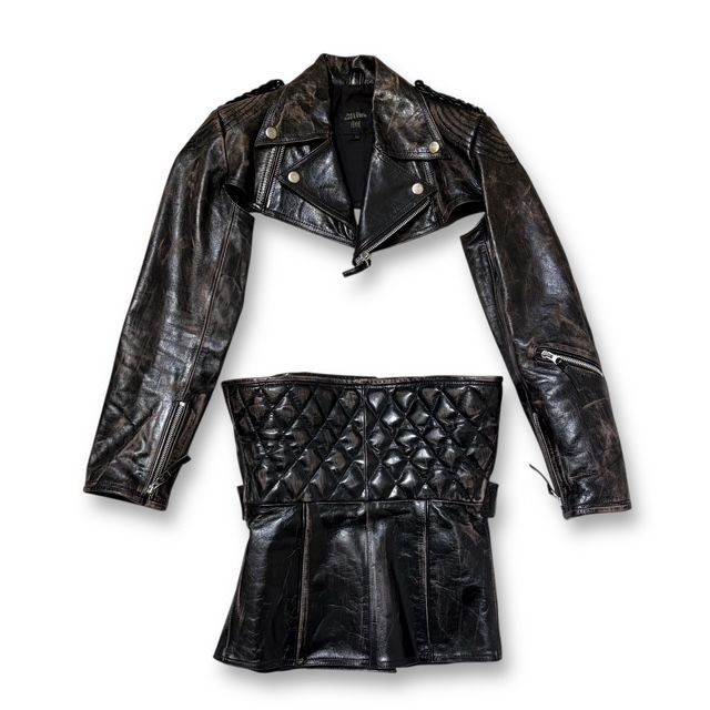 01ss JEAN PAUL GAULTIER FEMME ダメージ加工コルセットライダース
