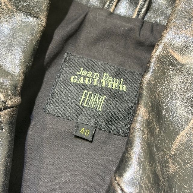 01ss JEAN PAUL GAULTIER FEMME ダメージ加工コルセットライダース