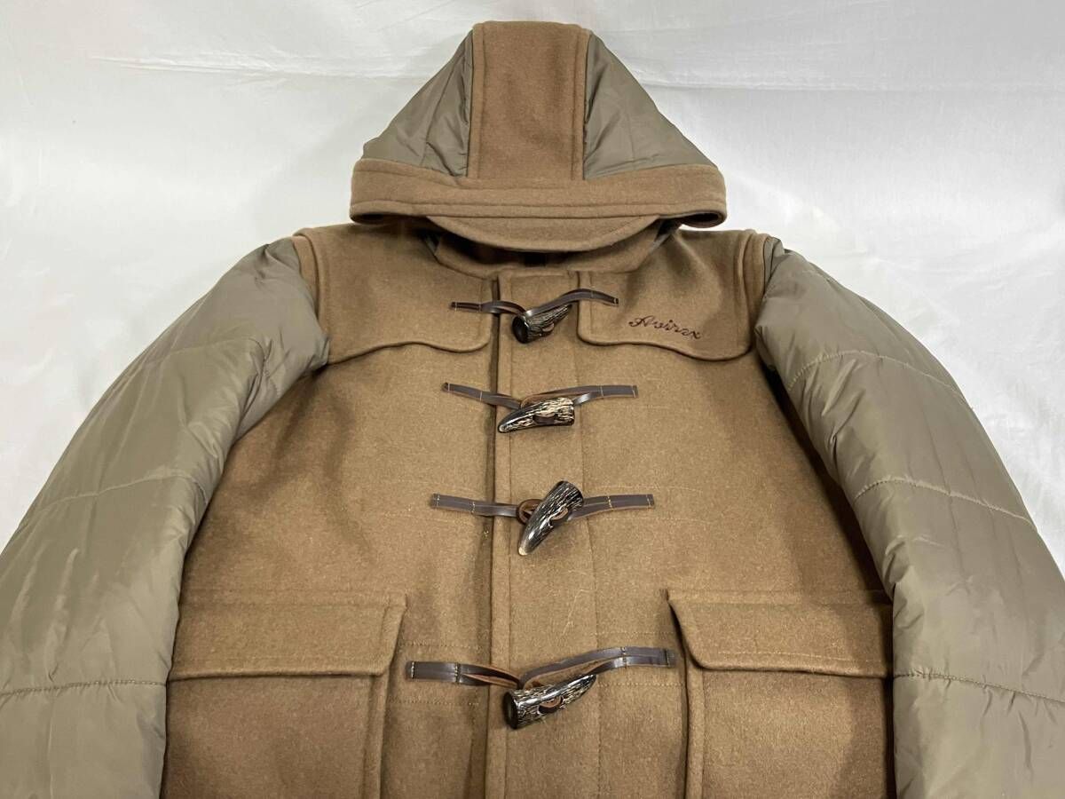 ぺべ出品 AVIREX BASIC TOWN DUFFLE COAT 6142172 サイズM カーキ 中綿入り