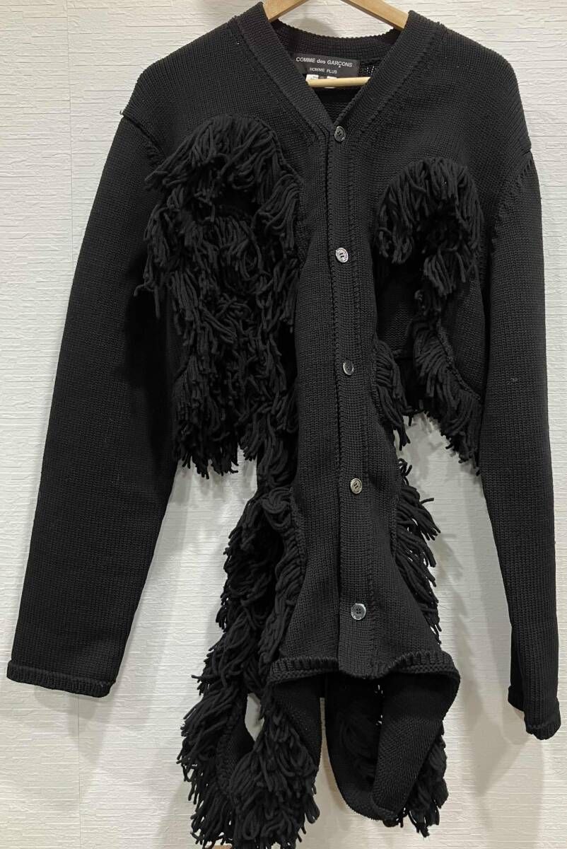 極美品■コムデギャルソン オムプリュス【M】ウール ロングカーディガン ブラック COMME des GARCONS ブラック COMME des GARCONS HOMME PLUS