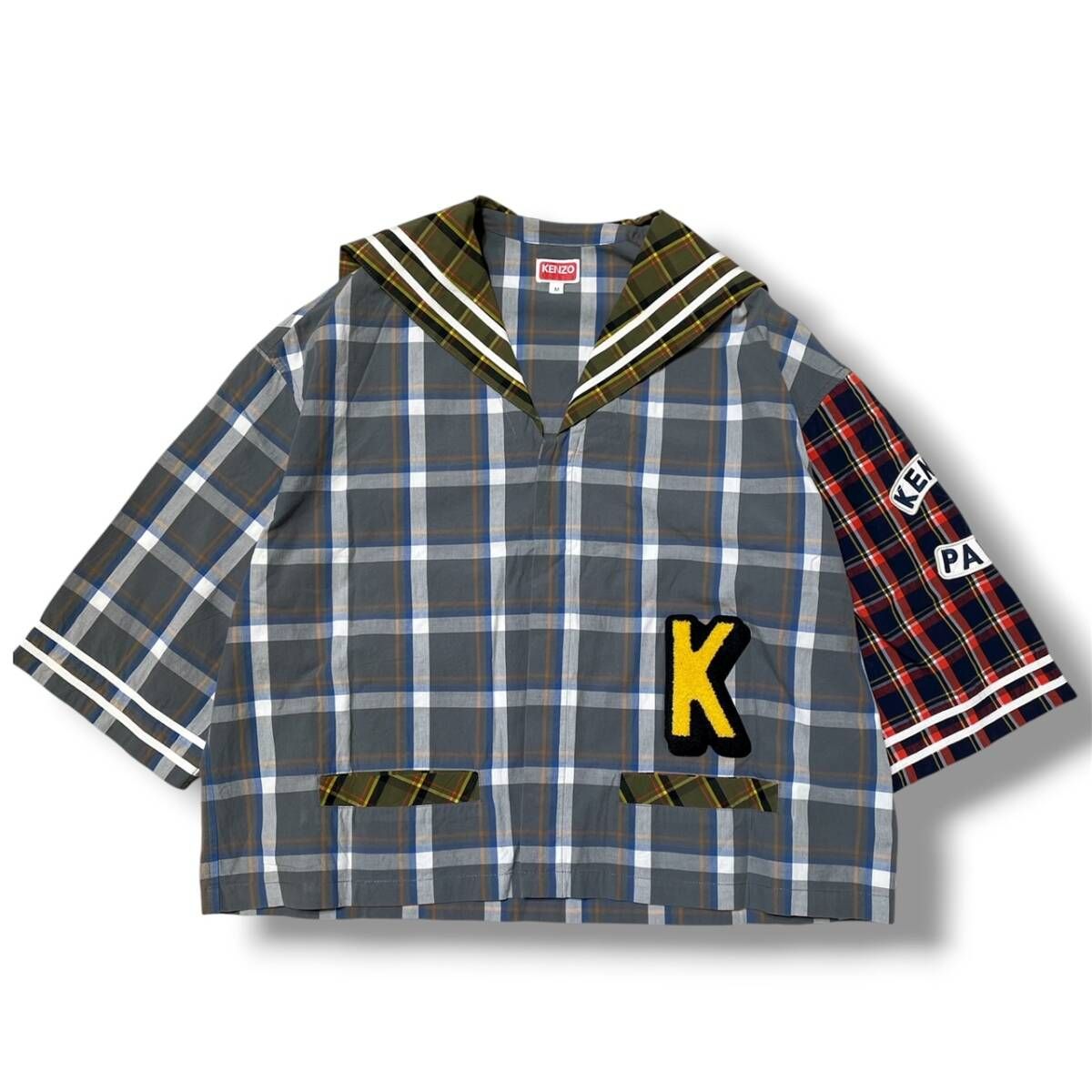 KENZO Check Cotton Boring Shirt gray sizeM チェックコットン