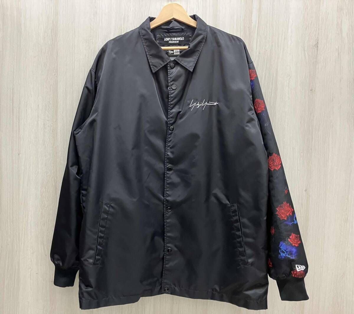 Yohji Yamamoto NEW ERA スカルローズコーチジャケットXXL ヨウジヤマモト×ニューエラ2018年春夏コレクション、スカル＆ローズ柄