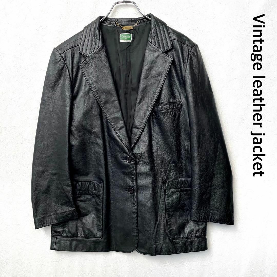 ビンテージ 90s テーラードジャケット レザージャケット 本川 牛革