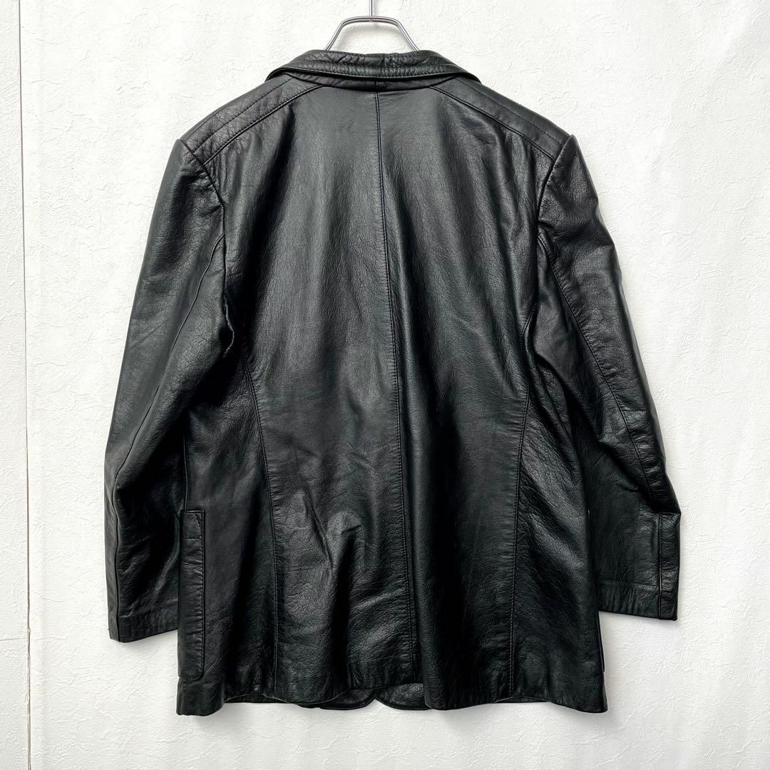 雰囲気系　シルエット最高　90s頃ヴィンテージ 牛革レザー中綿ジャケット ビンテージ 90s テーラードジャケット レザージャケット 本川 牛革