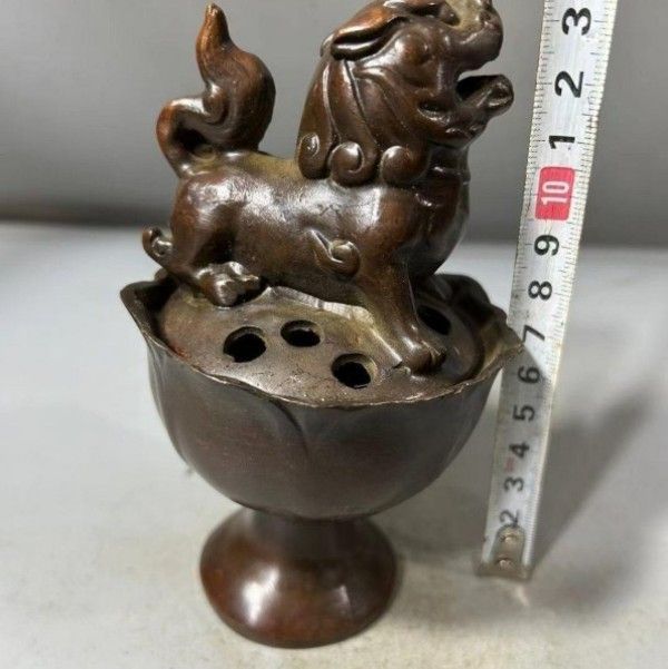 送料無料　中国古玩　清時代古銅獅子香炉　華道具香道具 送料無料 中国古玩 清時代古銅獅子香炉 華道具香道具