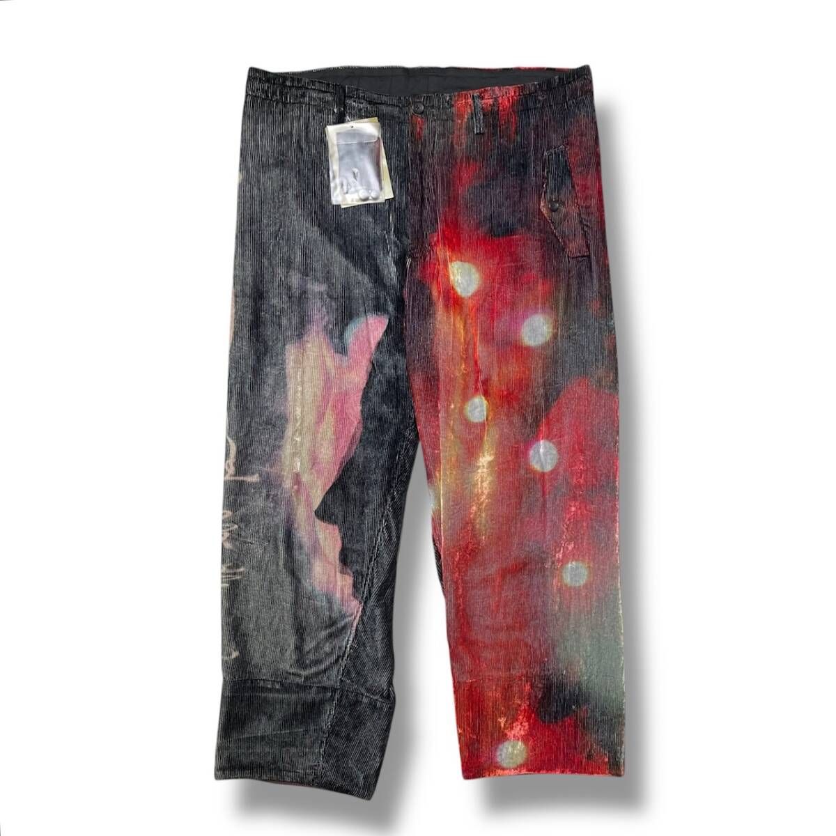 23 ss YOHJI POUR HOMME ロングパンツ シルクベルベットドット柄パンツ HZ-P 59-822-1-02 ヨウジヤマモトプールオム 冷房対策 ワイドパンツ