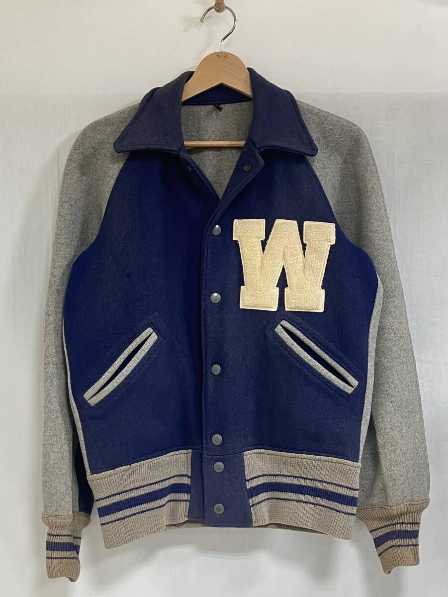 50-60s BUTWIN スタジャン サイズ不明 ネイビー グレー ウール W