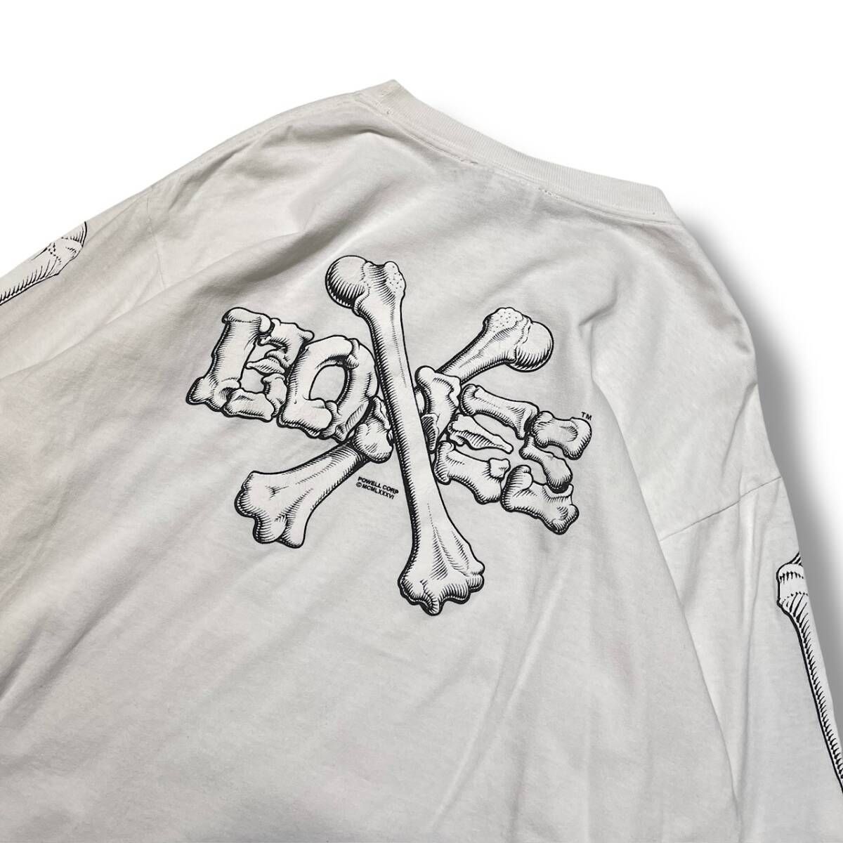 00s POWELL PERALTA 長袖シャツ BONES袖プリント LSカットソー Mサイズ