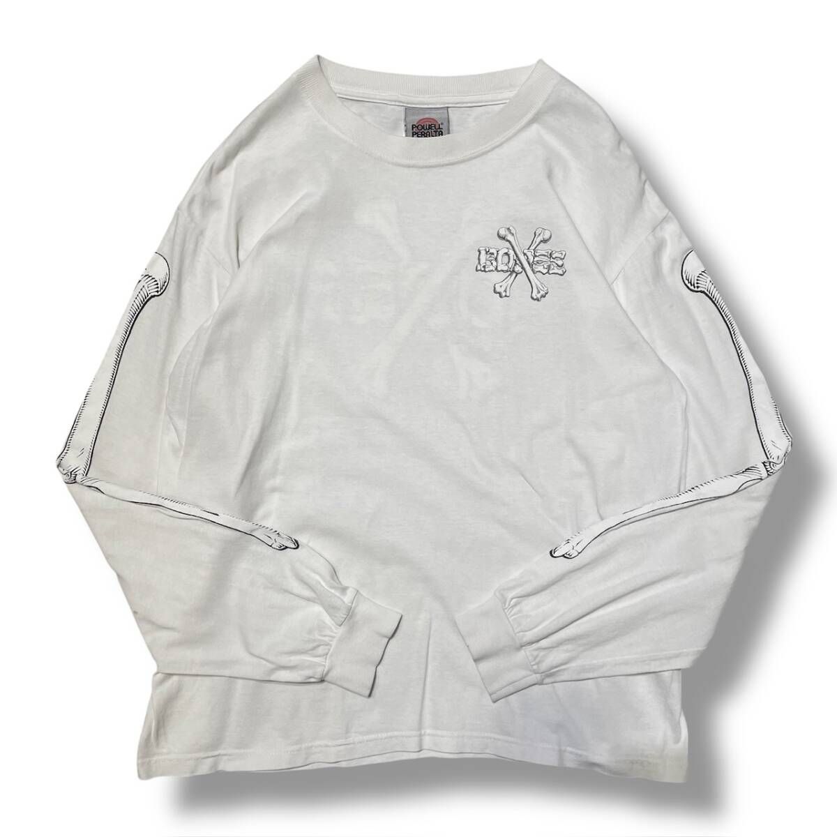 00s POWELL PERALTA 長袖シャツ BONES袖プリント LSカットソー Mサイズ