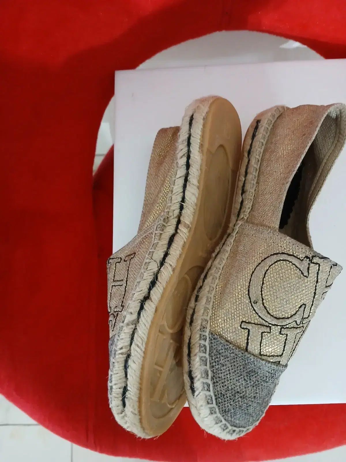  級 キャロライナ ヘレラ レタリング エスパドリーユ 36 その他 靴