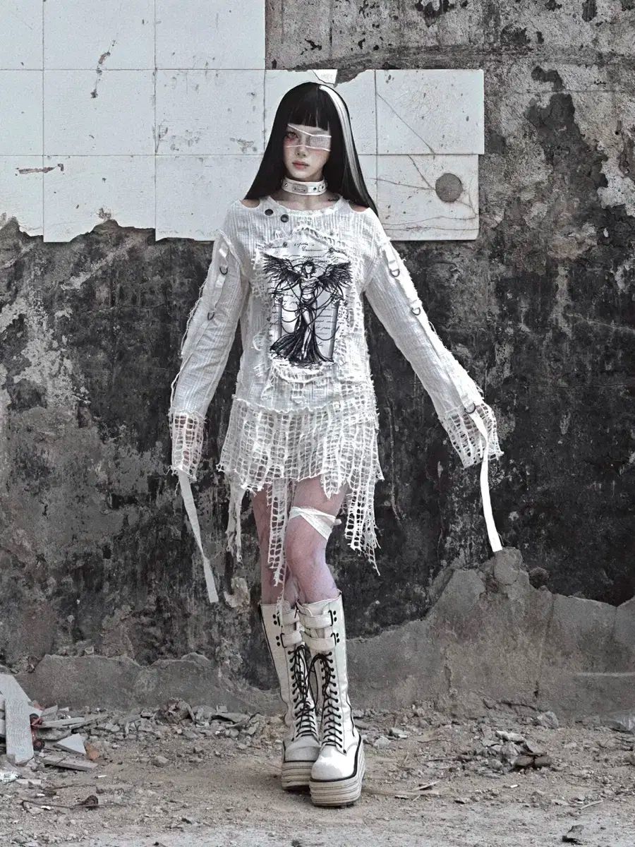 血漿供給 パンク プリント フードTシャツ