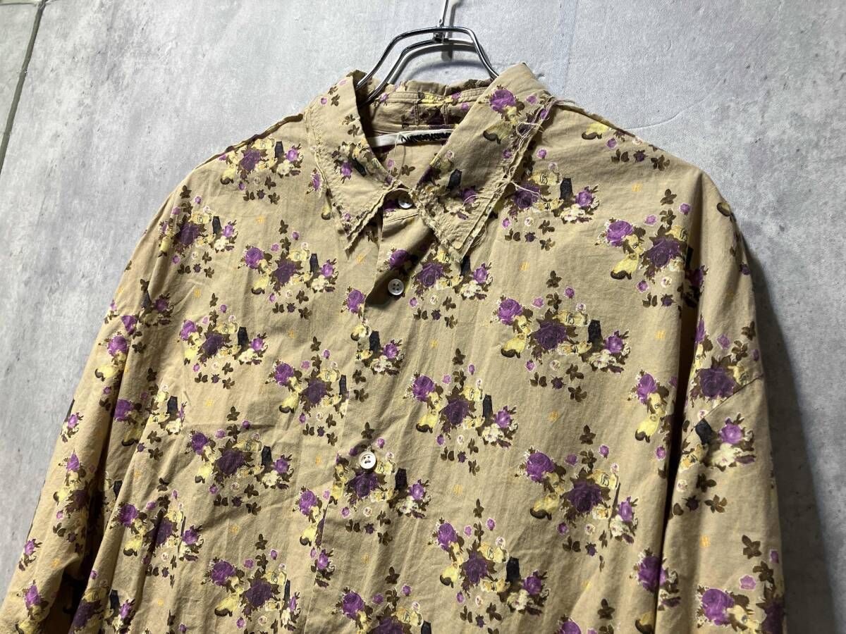 Midorikawa back open floral print cut off shirt sizeF バック