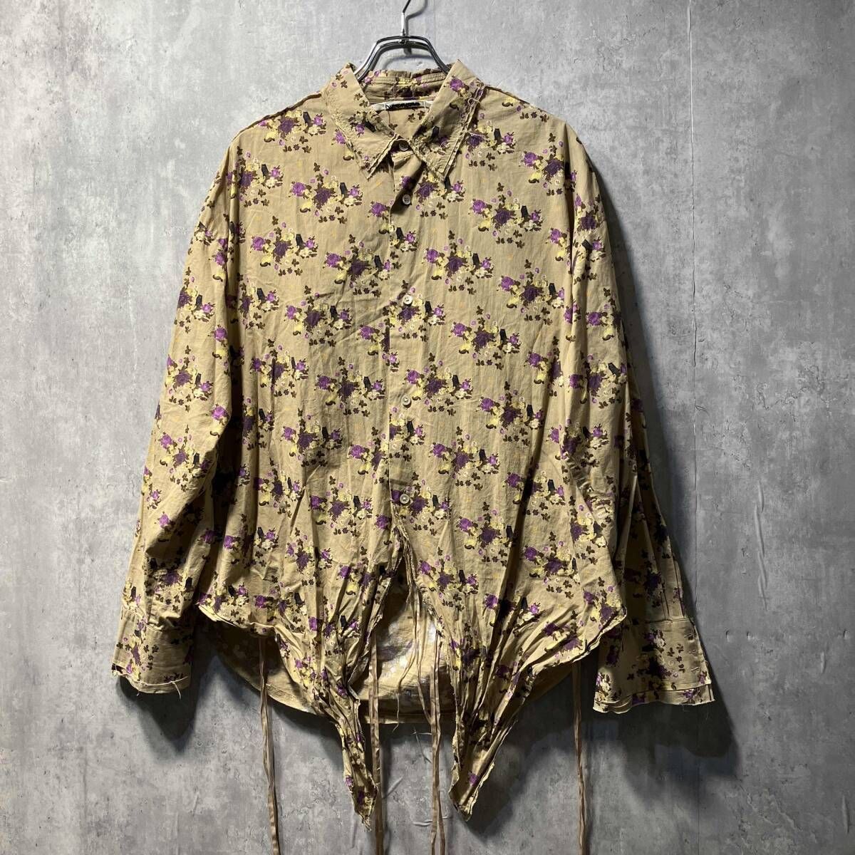 Midorikawa back open floral print cut off shirt sizeF バック