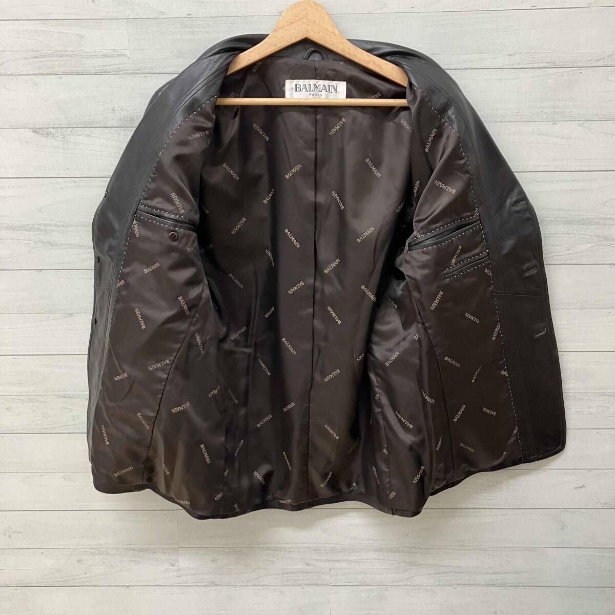 Balmain バルマン レザージャケット メンズ Mサイズ ダークブラウン