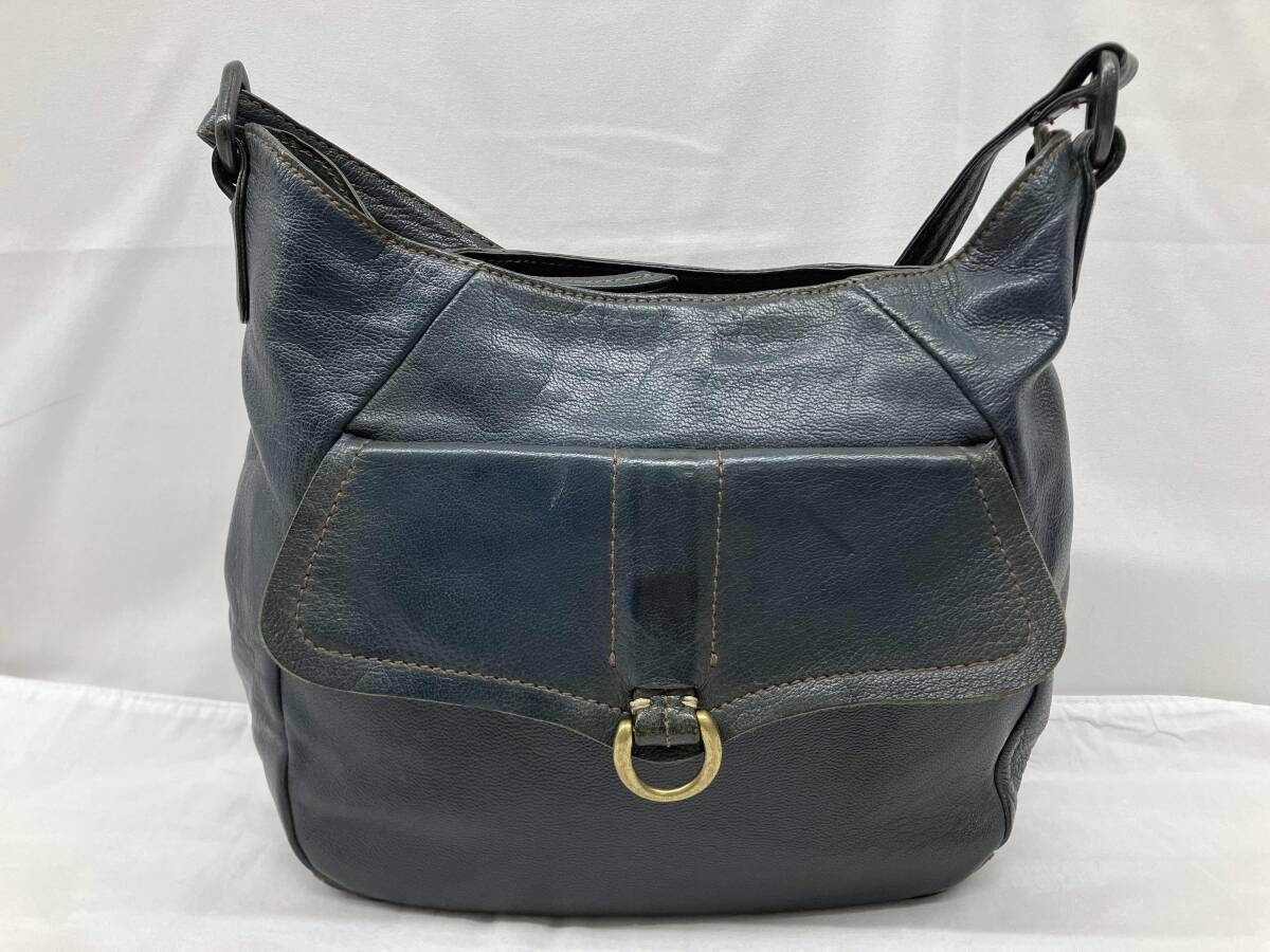 genten ゲンテン ショルダーバッグ 肩掛け ネイビー レザーバッグ