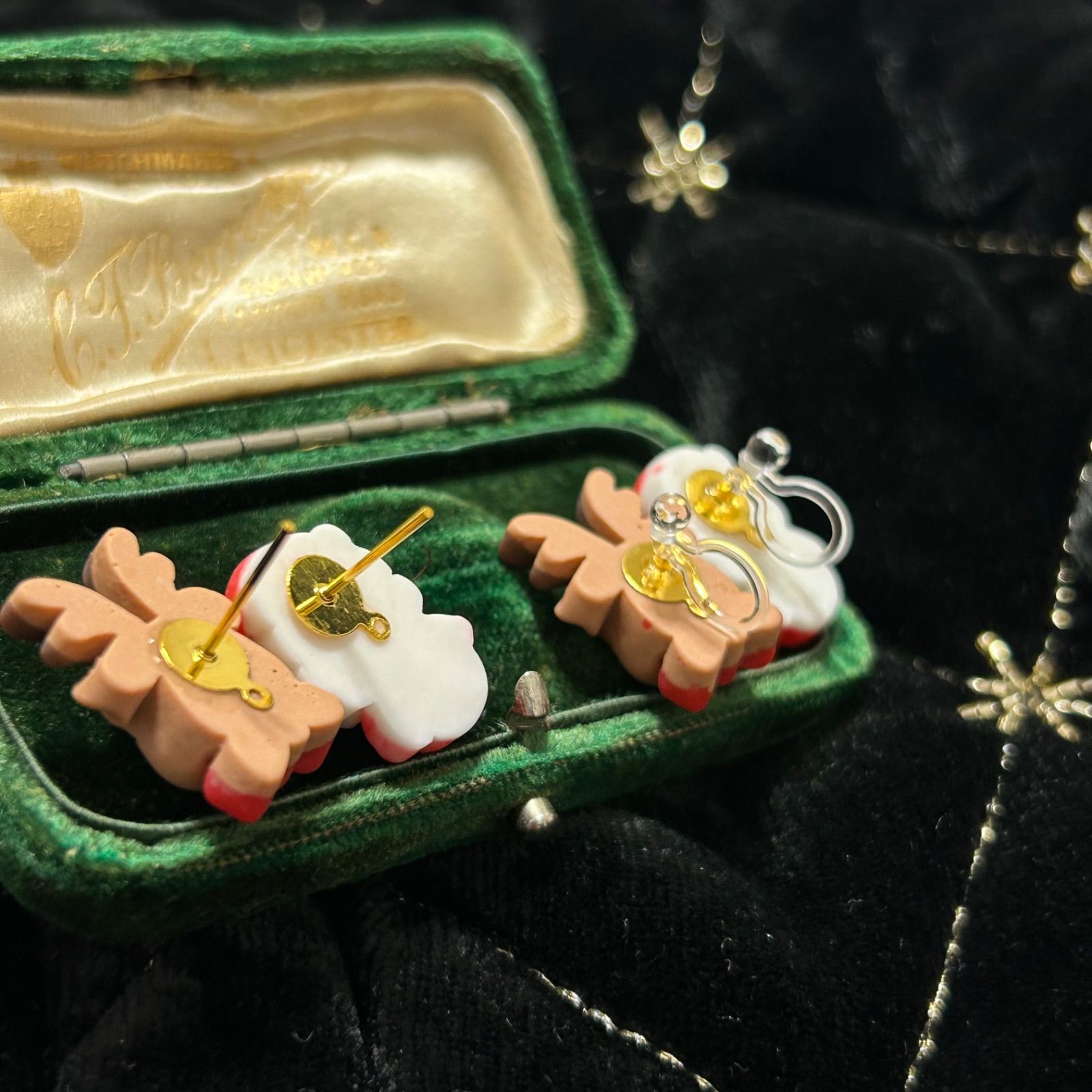 Xmas reindeer santa sugar earring トナカイ サンタ クリスマス