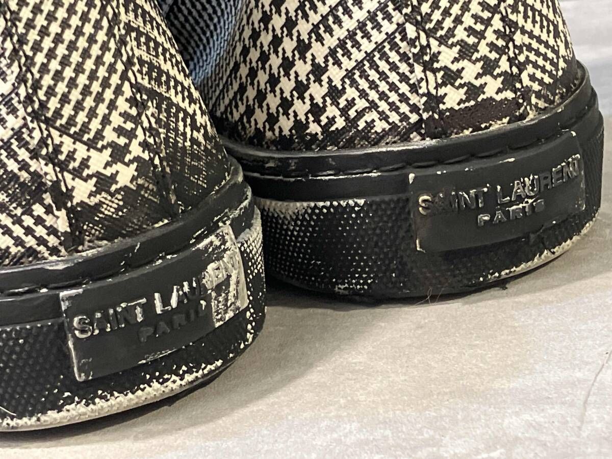 SAINT LAURENT check high-top sneakers size43 チェックハイカット