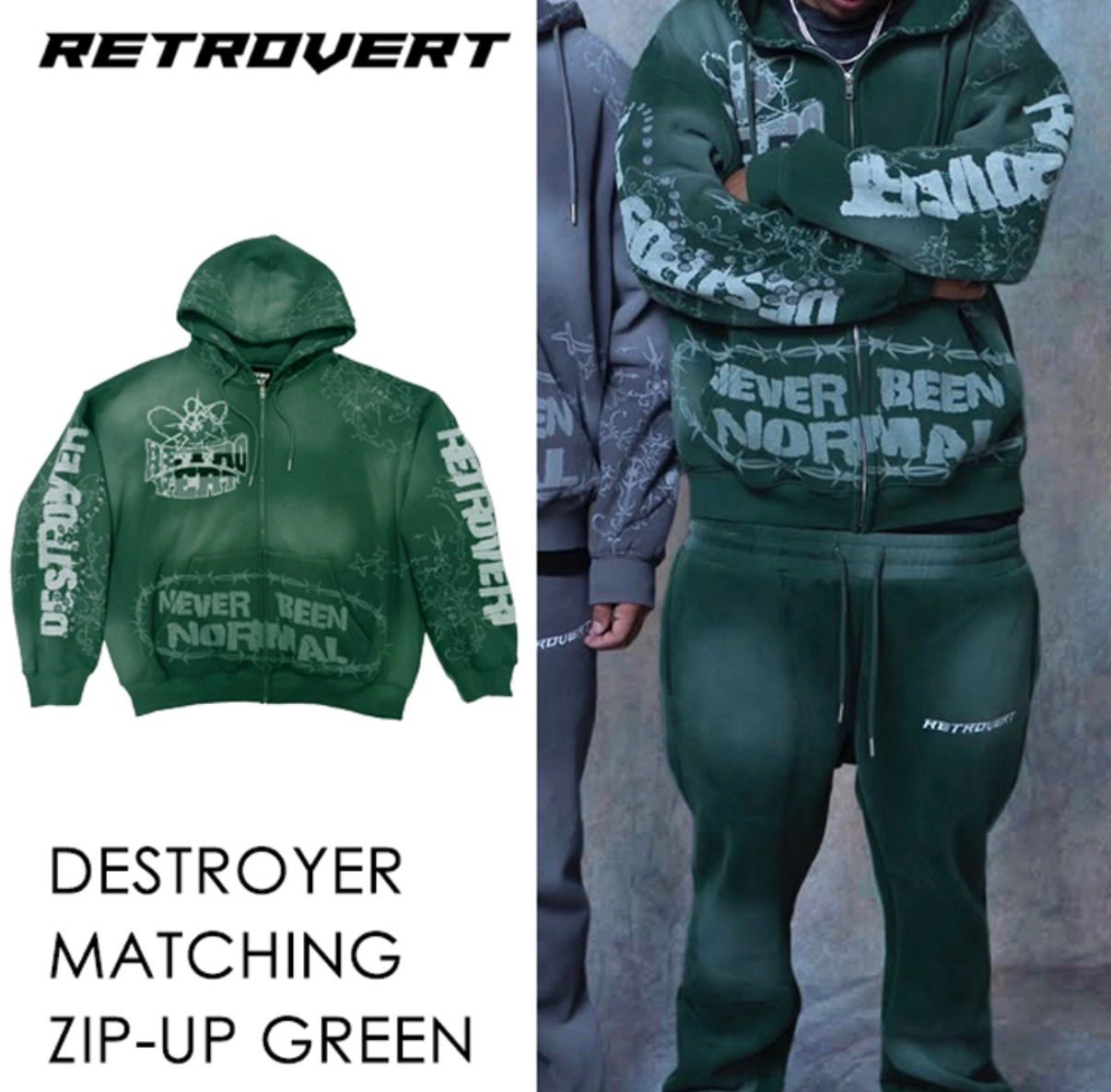 本国現地価格】【25FW】【25AW】【US ラッパー】 RETROVERT ZIP HOODIE
