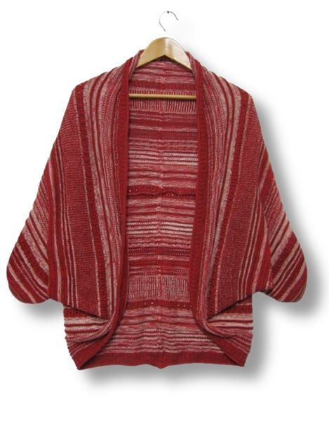 ☆【未使用】【日本製】慈雨 ジウ JIU センソユニコ ドルマンカーディガン ニットジャケット ボーダー 赤アイボリー Lサイズ40■管理番号L29533AWS26-251121-50-3（990）