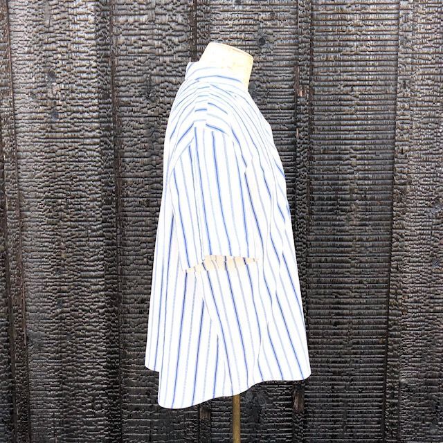 新品 FRANK LEDER “ORGANIC STRIPED COTTON OPEN COLLAR SHORT SLEEVE