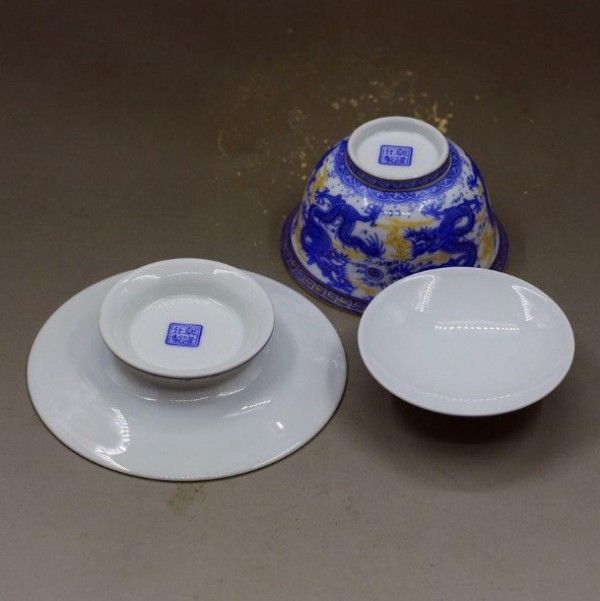 景徳鎮 青花竜紋三才蓋碗 茶碗 湯飲み煎茶器 新品未使用 新品】景徳鎮 青花竜紋三才蓋碗 茶碗 湯飲み煎茶器 - メルカリ