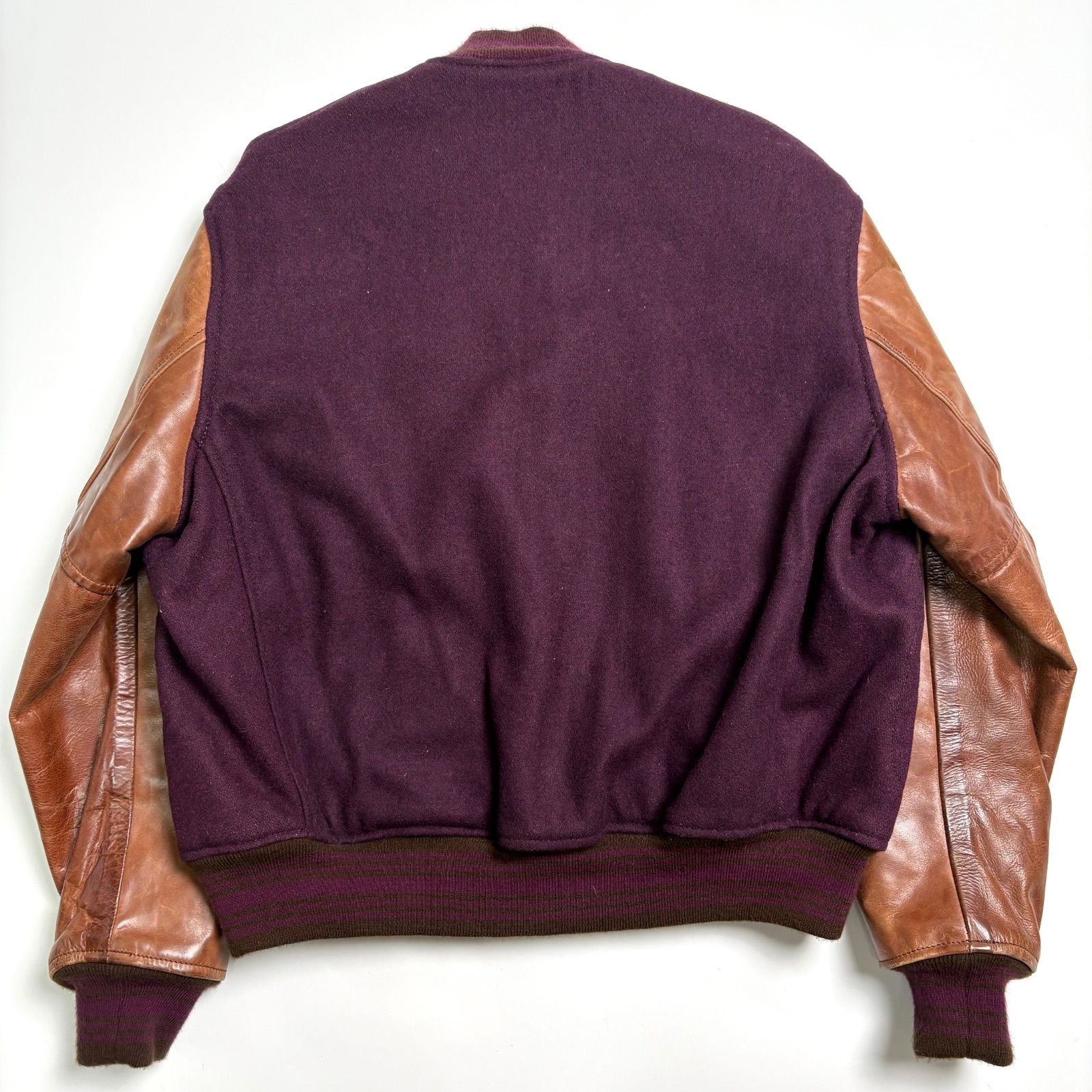 希少】AERO LEATHER アームレザー スタジャン 紫 x 茶 REGULAR L位