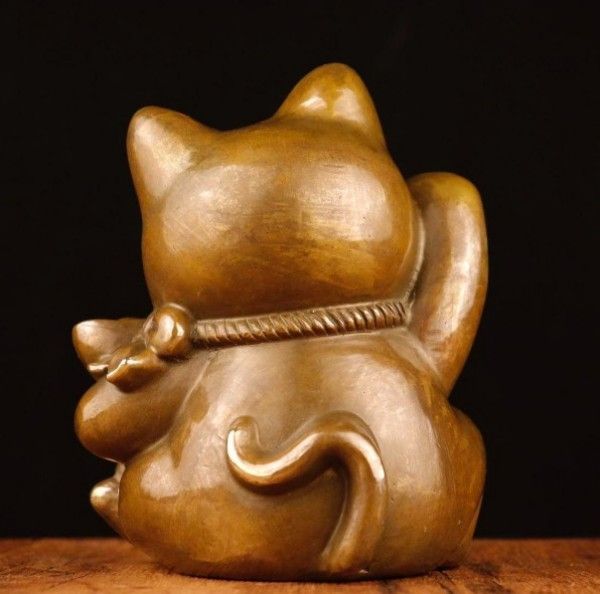 招財猫】銅制 招財進宝 茶台茶寵 自宅 オフィスカウンター 装飾品