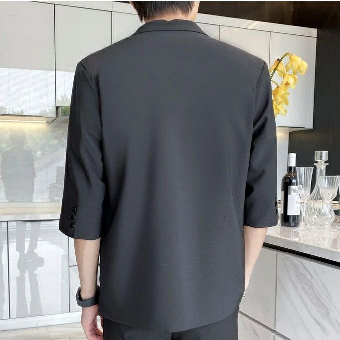 【送料無料】薄手スーツ 2点セット ジャケット+パンツ 1つボタン セットアップ サマースーツ パンツセット 7分袖 メンズスーツ ビジネスス 2点セット 送料無料薄手スーツ ジャケット+パンツ 3点セット⁄ビジネススーツメンズ⁄セットアップ⁄1つボタン⁄スリム コーデセット薄手ver (グリーン⁄M)
