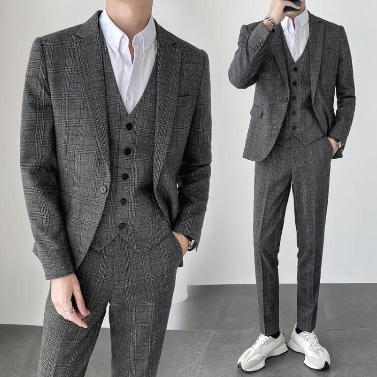 チェック柄 お洒落な細身スーツ