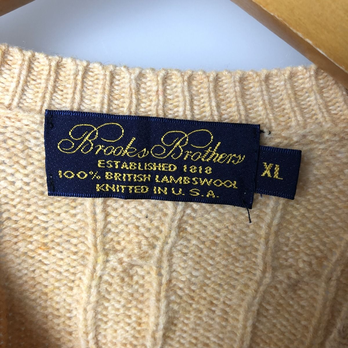 古着 ブルックスブラザーズ Brooks Brothers Est.1818 ケーブル編み ラムウールニットセーター USA製 メンズXL相当/eaa601641
