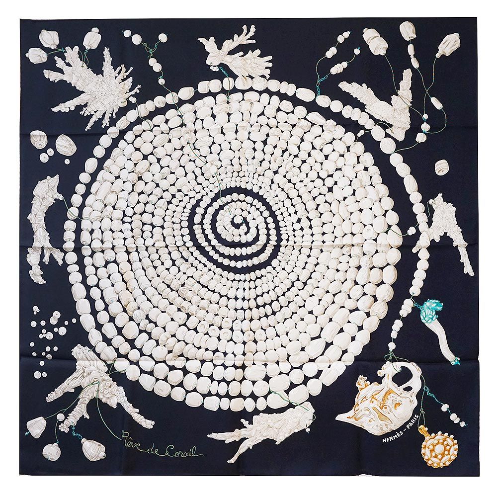 エルメス カレ 90 Reve de Corail 珊瑚の夢 スカーフ シルク100