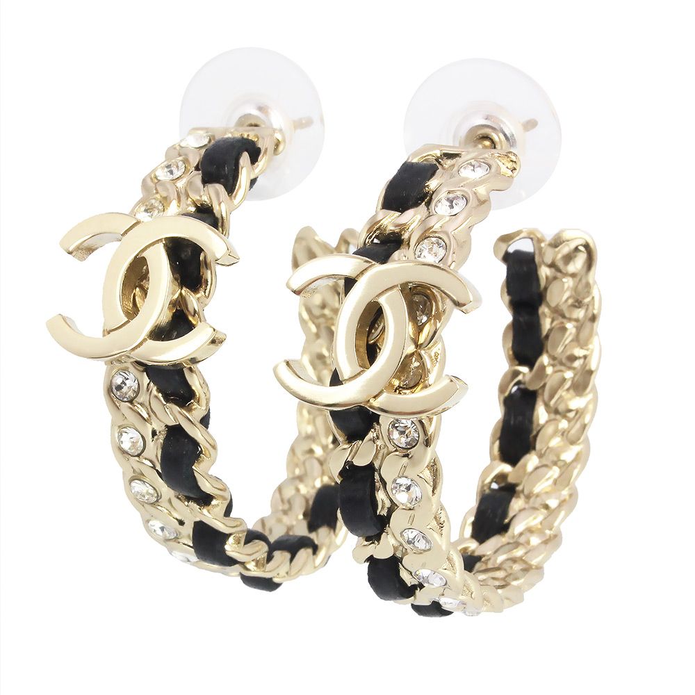 シャネル ピアス ココマーク フープピアス ラインストーン チェーン ゴールド シャネル ピアス ココマーク フープピアス ラインストーン チェーン