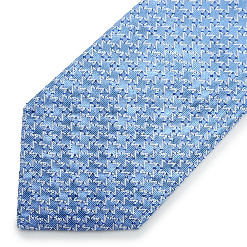 エルメス Moulin a Vent ネクタイ 8CM シルク100％ シエル ブラン