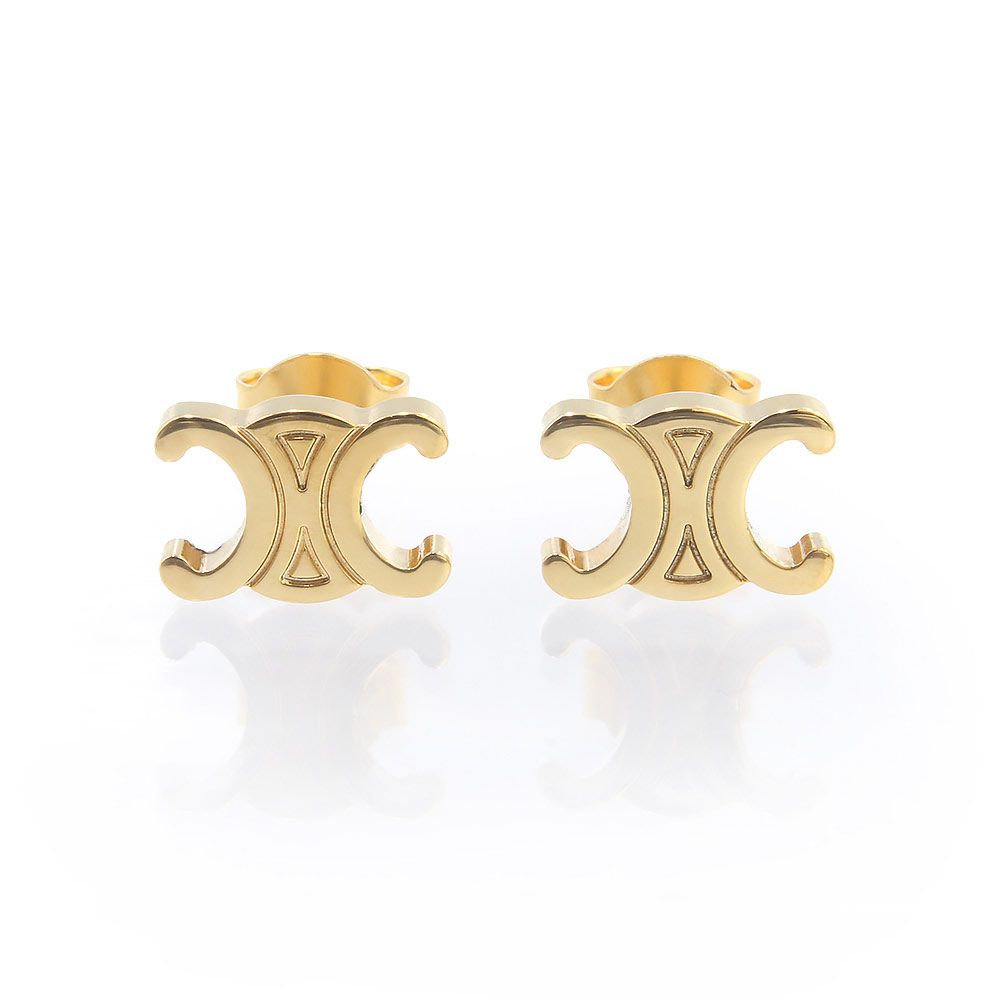 値下!美品!箱専用ケース付!CELINEセリーヌトリオンフゴールドピアス大丸購入 セリーヌ トリオンフ スタッズ ピアス ゴールド 461CY6BRA 箱付 CELINE