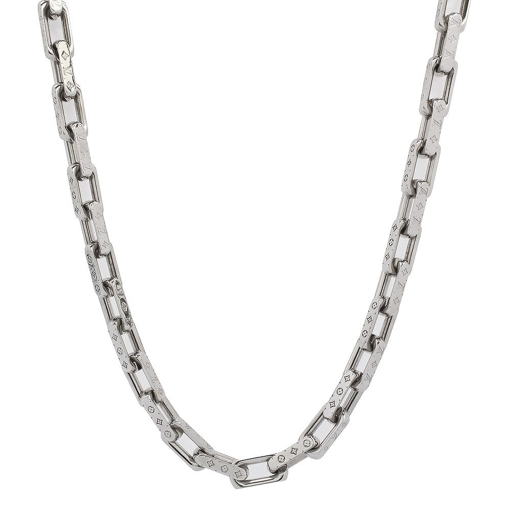 ルイ ヴィトン コリエ チェーン モノグラム ネックレス シルバー