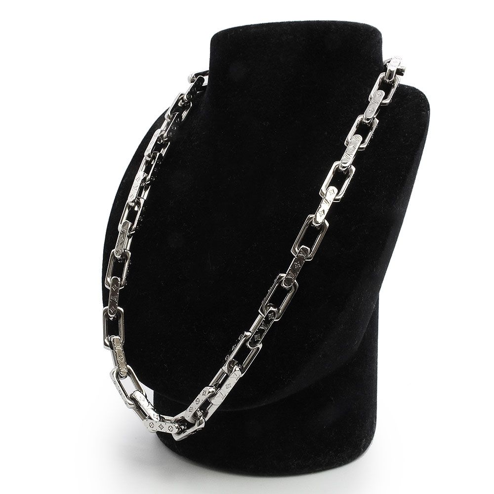 ルイ ヴィトン コリエ チェーン モノグラム ネックレス シルバー