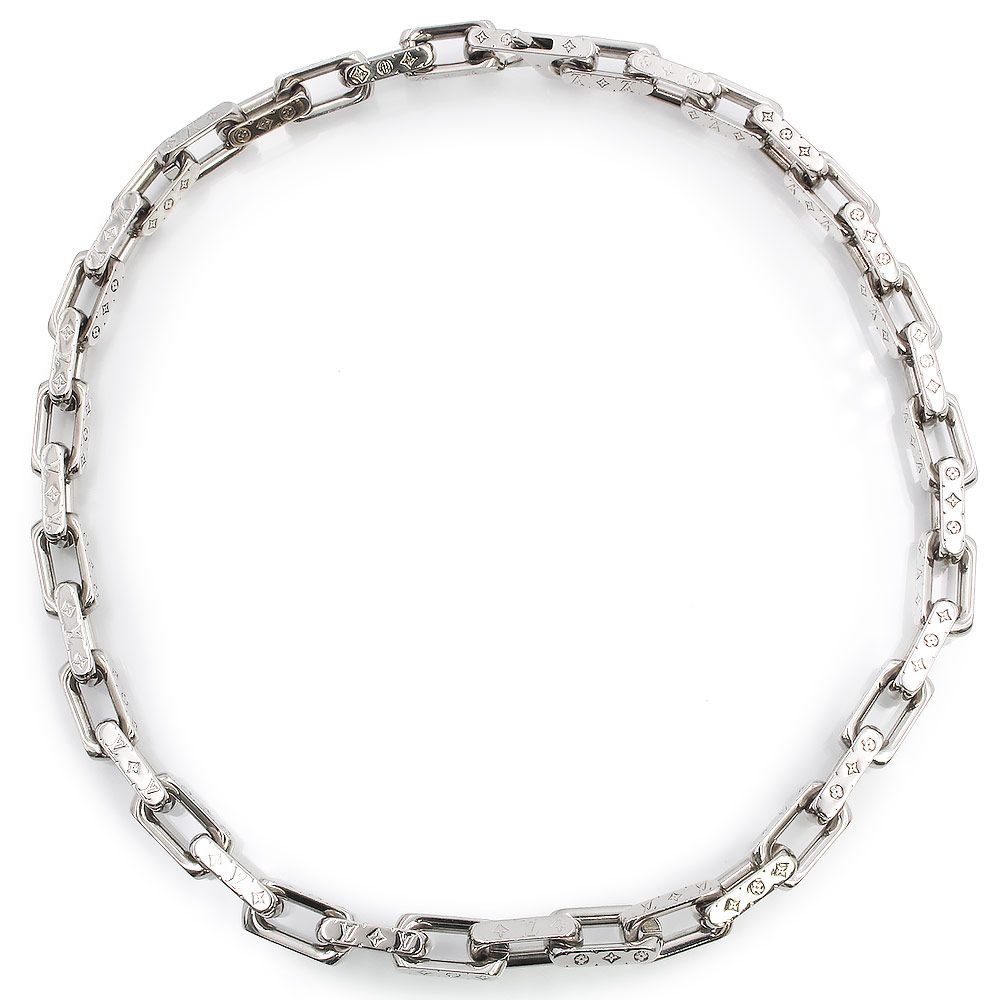 ルイ ヴィトン コリエ チェーン モノグラム ネックレス シルバー