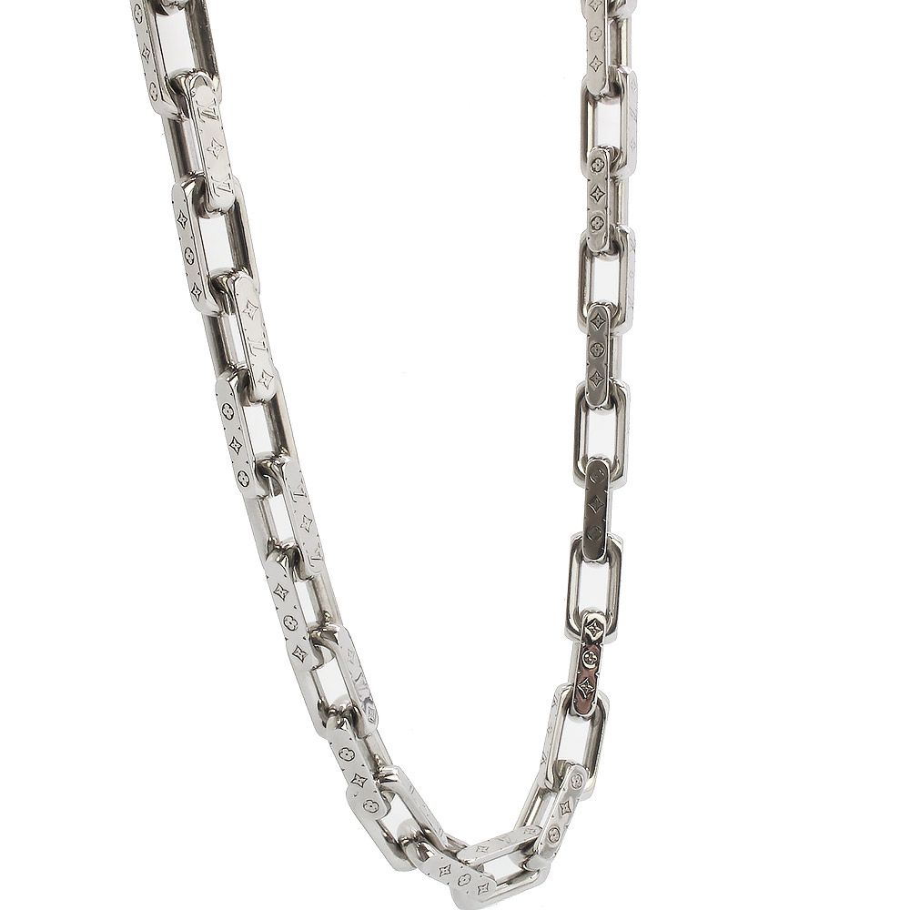 ルイ ヴィトン コリエ チェーン モノグラム ネックレス シルバー