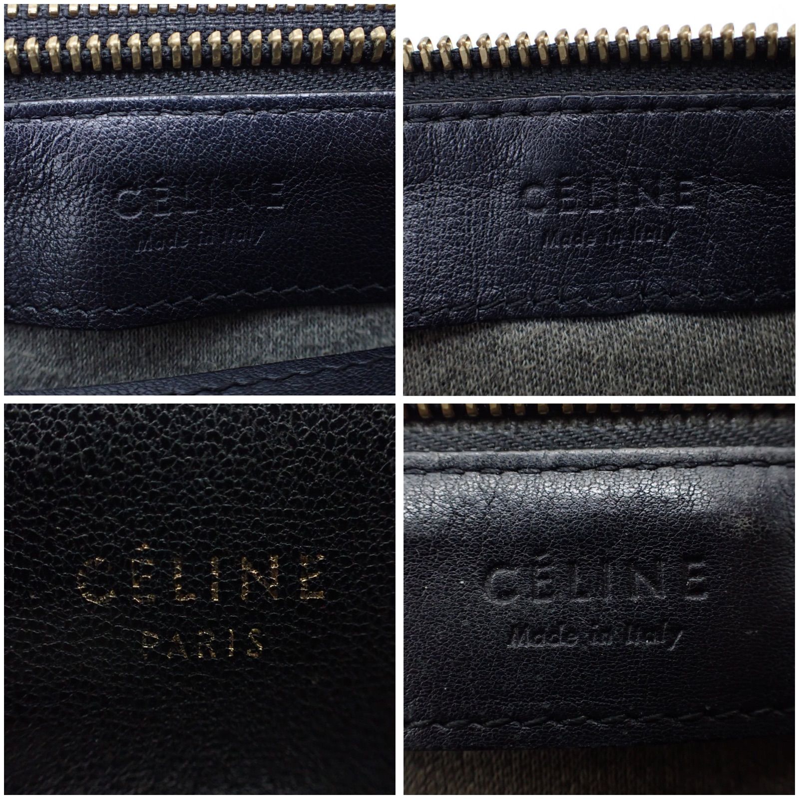 美品 CELINE セリーヌ 新ロゴ トリオ ラージ ショルダーバッグ 黒 CELINE セリーヌ バッグ レディース ブランド ショルダーバッグ レザー
