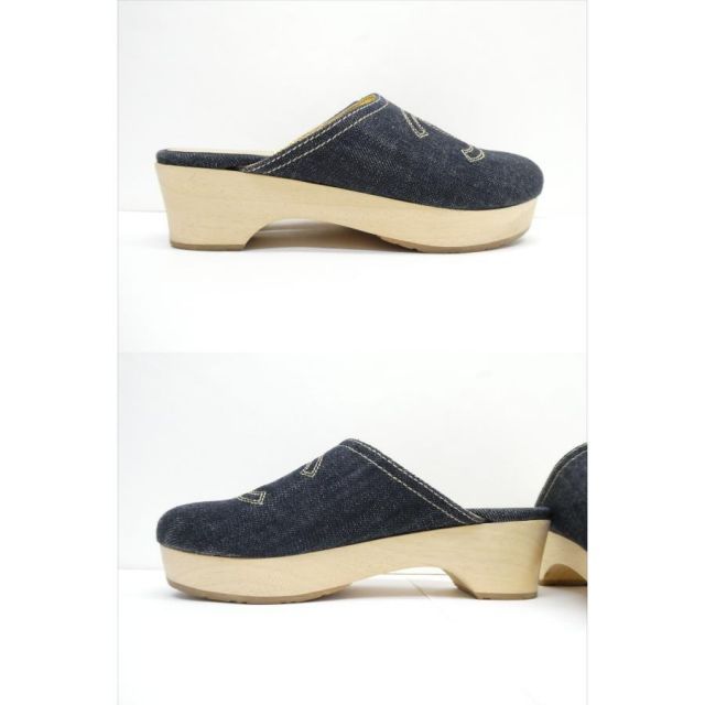 ⭐︎美品⭐︎CHANEL ターンロック 茶サボサンダル CHANEL シャネル デニム サボサンダル size:34 約22cm 靴 サンダル