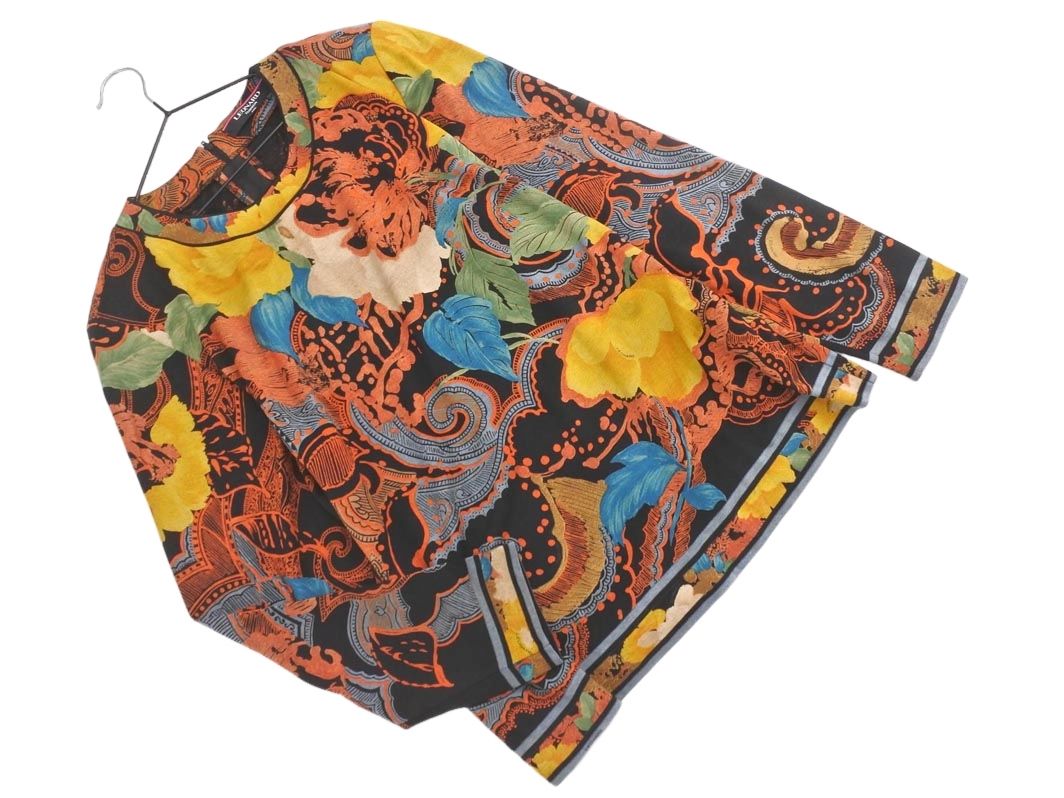 LEONARD レオナール FASHION ウール シルク 総柄 ニット カットソー