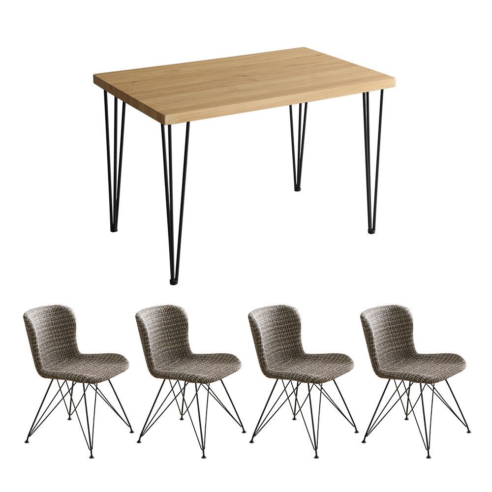 ファブリックダイニングチェア4脚 110㎝幅テーブル 5点セット PALAY Umbure SH 22 FFD 5 BR ブラウン