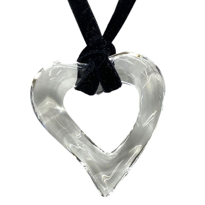 Baccarat バカラ ハート ペンダントトップ ブラックネックレス 中古