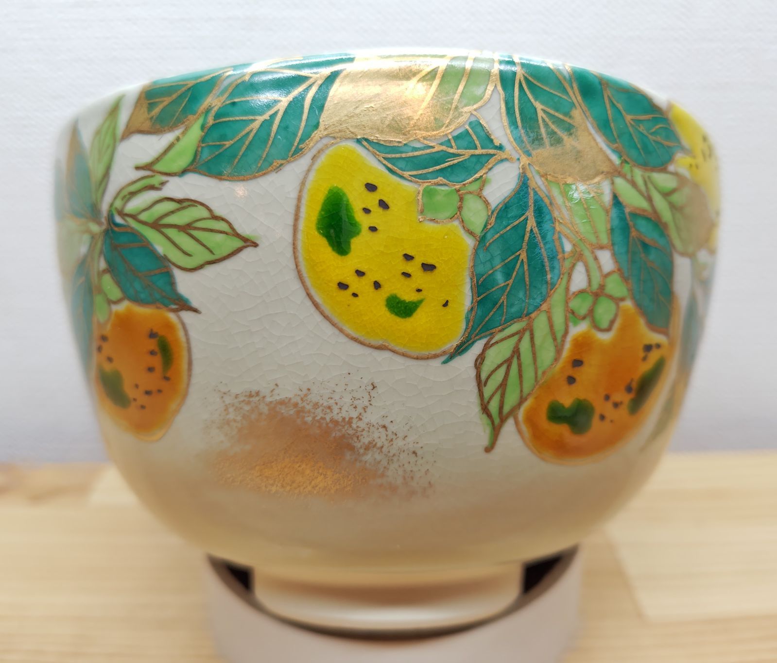 送料込【逢絢亭・新品】茶道具 茶碗 京焼 乾山 柿の図 壱休窯 共箱入り