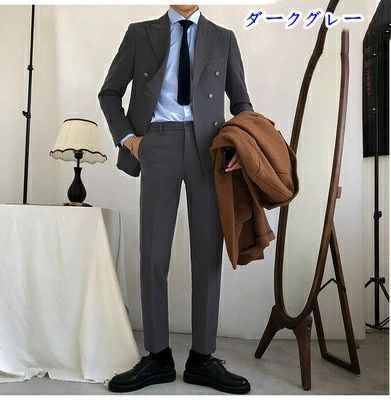 2点セット ビジネススーツ 送料無料6COLOR ジャケット+パンツ ジャケット ダブル スーツ ベルーナ 2点セット洗える！カラーレスジャケットガウチョスーツ 選べるボトムス２点セット洗える！テントラインジャケットスーツ パンツ - ダブルボタン セットアップ ジャケット+ スリムスーツ