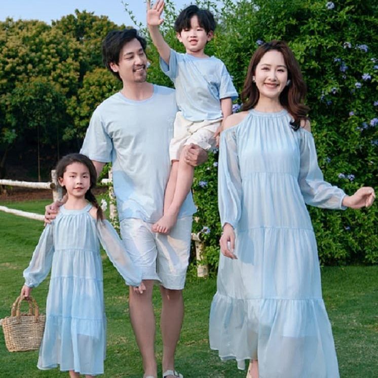 ペアルック tシャツ オフショルダー ワンピース 親子ペア お揃い 親子 半袖tシャツ ハーフパンツ セットアップメンズ 夏服 赤ちゃん パパ 