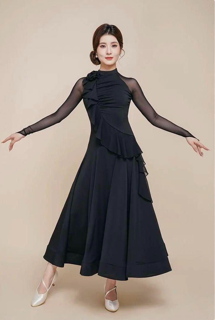 ストーン付ワンピース★スタンダードの練習にもダンスパーティーにも最適❤️ 新品未使用 ダンス練習用スタンダードワンピース 動きやすさ抜群